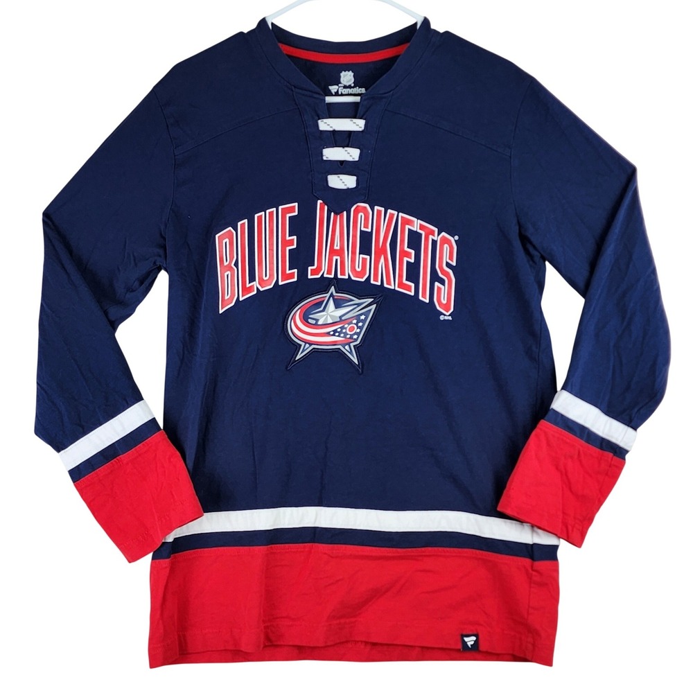 Columbus Blue Jackets Fanatics NHL Shirt Mens‎ Medium Blue Red Hockey Jersey